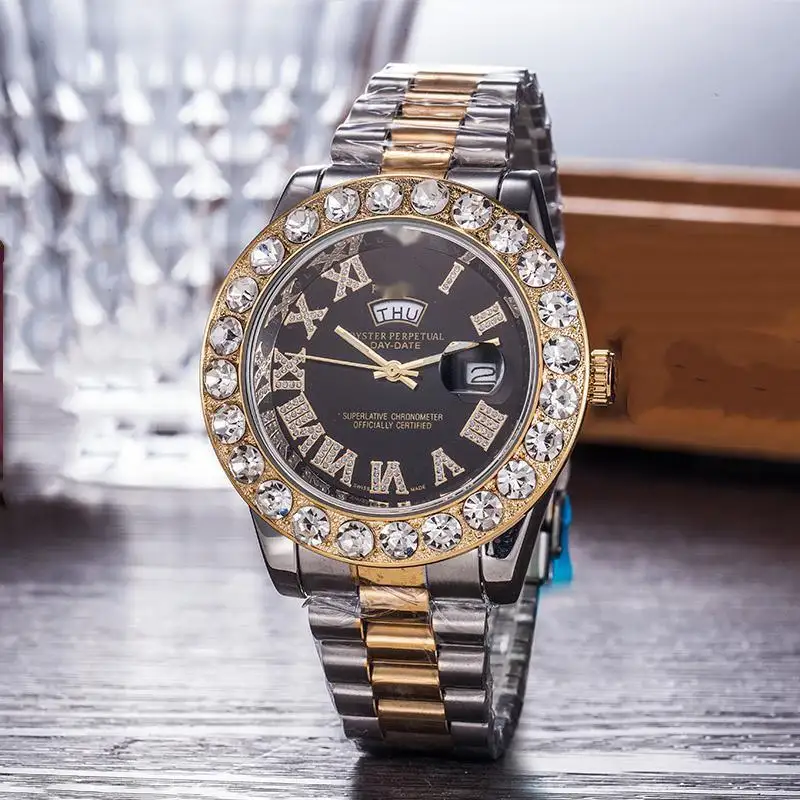 Montre de luxe glacé pour hommes, nouvelle montre rolex, en or, de bonne qualité, au meilleur prix
