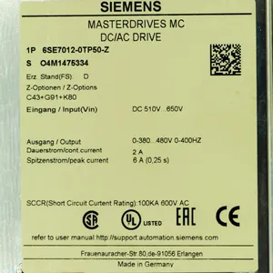 Mới Siemens masterdrives MC 6se7012-0tp50-z
