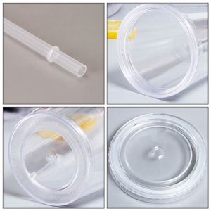 Gobelet réutilisable en plastique à double paroi pour bubble tea 450 ml avec paille, impression sérigraphique de logo personnalisé - Product Image 4