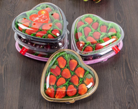 Boîte d'emballage alimentaire jetable en PET doré pour sushi, gâteau, chocolat, salade, sandwich, plateau en forme de cœur avec couvercle, à emporter, marque Bingo