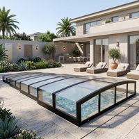 Couverture de piscine rétractable écologique au design moderne pour hôtel, toit rétractable pour villa, rétractable pour maison