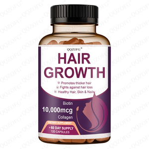 Capsule de croissance des cheveux à vente chaude avec <span class=keywords><strong>biotine</strong></span>, collagène, <span class=keywords><strong>zinc</strong></span>, réduit la perte de cheveux, accélère la croissance naturelle des cheveux, 120 comprimés - Product Image 1