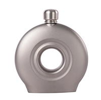 Gourde à liqueur ronde en titane pur ultralégère de 180 ml, type donut, avec couvercle en titane, pour le camping en plein air, bouteille à whisky