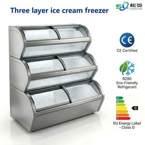 Congelador de Helados de 3 Niveles con Puerta de Vidrio, Exhibidor de Helados Italianos para Tiendas de Conveniencia y Supermercados - Product Image 3