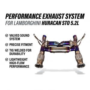 Unidad de Silenciador Vortex de Titanio con Tratamiento Térmico en Color Morado para Lamborghini Huracán STO 5.2L con Kit de Válvula Neumática de Desvío Acústico - Product Image 1