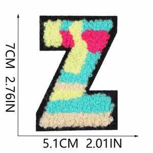 Patchs de lettres alphabétiques en chenille personnalisés, thermocollants pour vêtements, badges en tissu brodés DIY, appliques de couture colorées style universitaire - Product Image 3