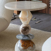 Table d'appoint en marbre haut de gamme, finition naturelle, meuble décoratif pour hôtel, maison, salon, table basse