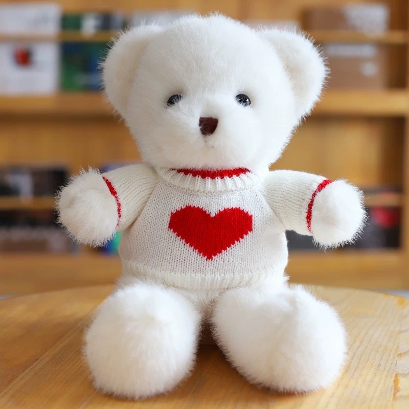 Eyelid bear-white bear white heart sweater