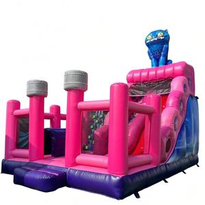 Château gonflable à thème du <span class=keywords><strong>Pays</strong></span> <span class=keywords><strong>des</strong></span> <span class=keywords><strong>Merveilles</strong></span> avec toboggan, motifs Chat Bleu et Princesse, 7x5m, pour fêtes d'enfants - Product Image 2