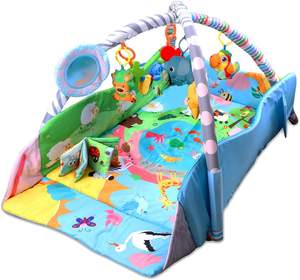 Baby Play Mat Plus Espejo y almohada Libro musical Ball Pit 5 en 1 Actividad Gimnasio Gatear Mat para niños recién nacidos - Product Image 3