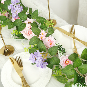 Guirlandes de pivoines artificielles FUYI, verdure printanière, décorations de table de mariage, guirlande en rotin, décoration de salle à manger à domicile - Product Image 1