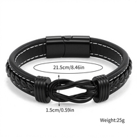 Bracelet en cuir unisexe à fermoir magnétique géométrique européen tendance, vente chaude, boucle punk, personnalisation, couches de PU, tricot, bracelet pour homme