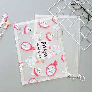 Bolsa de papel transparente multifuncional <span class=keywords><strong>a4</strong></span>, bolsa de plástico pp para archivos, materiales de oficina, papelería creativa, bolsas con cremallera de dibujos animados personalizadas - Product Image 4