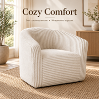Fauteuil lounge moderne confortable en velours côtelé PU, avec dossier incurvé enveloppant et assise profonde, tailles personnalisables pour appartements et hôtels