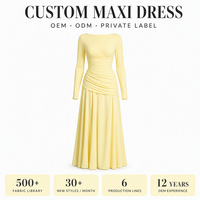 Robe longue plissée sur mesure à col bateau et manches longues ajustées pour femme, vente en gros, fabricant OEM ODM