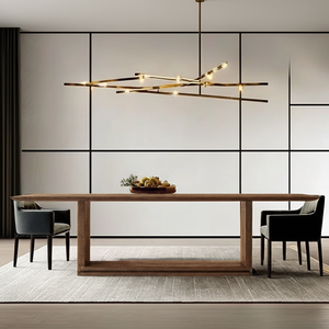 Table à manger en bois massif avec pied en métal/Table basse en métal avec plateau en bois massif/Table d'appoint en bois massif Table basse en bois massif - Product Image 1