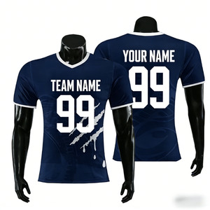 Nueva <span class=keywords><strong>Camiseta</strong></span> de Fútbol Americano Personalizada con Logotipo Extra Grande de Dos Colores, Patrón a Cuadros, Manga Corta, Equipo Nacional - Product Image 1