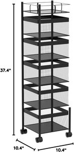 Kitchen Foldable Modern Rotating Multi-tier Metal <b>Storage</b> Rack with Wheels for Fruit and <b>Vegetable</b> - Product Image 2