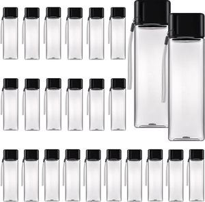 <b>Custom</b> Logo 480ml PET Plastic Drinking <b>Bottle</b> Transparent Portable Cheap square Juice Tumbler Sports <b>Water</b> <b>Bottle</b> with Lid - Product Image 1