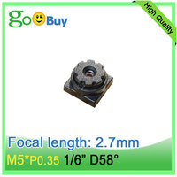 Objectif M5 EFL 2,7 mm grand angle FOV 58 pour capteur 1/6 pouce HD 5MP, objectif sténopé à corps mince TTL court 6*6 mm avec support pour téléphone portable