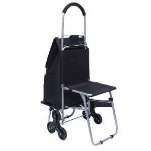 Carrito de Compras Plegable con Asiento, 6 Ruedas, Superficie de Plástico, Modelo Impreso G-01 - Product Image 2