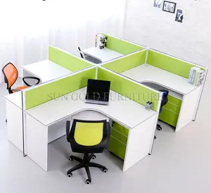 高品质4人X形办公室隔断，现代风格多用途工作站