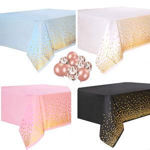 Amazon dot party table cloth printing party plastic PE table cloth rose gold bronzing disposable pvc table cover