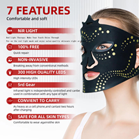 Masque facial de luminothérapie APTREDLIGHT 300 LED noir, luminothérapie LED 4 couleurs, masque facial en silicone pour luminothérapie rouge