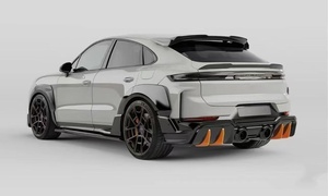 Nouveau kit carrosserie Cayenne 2018-2024 - Style TH en fibre de carbone : Lame avant, jupes latérales, diffuseur, spoiler, extension d'ailes, capot, auto-adhésif - Product Image 6