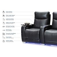 Muebles Geeksofa, sofá reclinable de cine en casa eléctrico de cuero moderno con portavasos y luz LED