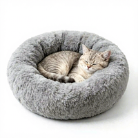 Maschinenwaschbares Rundes Donut-Haustierbett Abnehmbarer Bezug Ultra Weiches Langhaariges Flauschiges Katzen- und Hundebett Zottelige Haustier-Sofamatte Großhandel