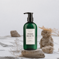 Bouteille en PET translucide verte de 300 ml avec bouchon à clapet, gel douche, après-shampoing, shampoing, lotion pour le corps, modèle PP-S53, emballage pour soins personnels