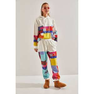 ชุดวอร์มพิมพ์ลายสองชิ้นสำหรับผู้หญิง ชุดลำลองแขนยาวน้ำหนักเบาพร้อมฮู้ดและกางเกง ไซส์ผู้ใหญ่ - Product Image 1