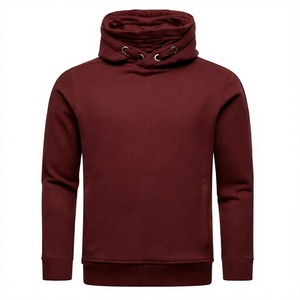 Sweat-shirt à capuche bordeaux pour homme, coupe oversize, couleur unie, décontracté, en molleton bouclette, manches longues, avec poche, hiver, service OEM - Product Image 1