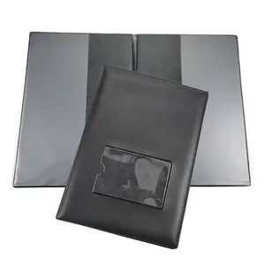 custom d Leather Bi-fold A5 Paper Folder PVC Leather paper sleeve for document