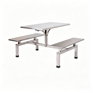 Mesa y banco de cantina de acero inoxidable soldado, conjunto de comedor integrado para cantina de personal y cafetería pública - Product Image 1