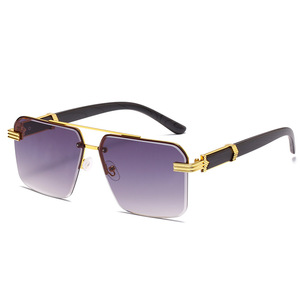 Nouvelles lunettes de soleil tendance à dégradé carré irrégulier 4357 pour hommes, verres découpés, branches en bois imprimé, lunettes de soleil métalliques pour femmes <span class=keywords><strong>2022</strong></span> - Product Image 3