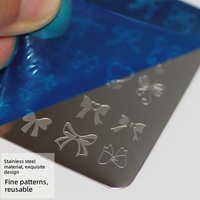 Plaque de tamponnage pour nail art en acier inoxydable, modèle de transfert multi-designs (nœud, cœur, croix, gothique, vintage)