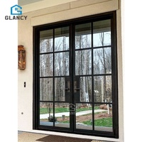Puerta de Entrada Exterior de Hierro Forjado con Arco Estilo Francés y Vidrio, con Malla de Acero Inoxidable, Tamaño Personalizable, Puerta de Seguridad Impermeable