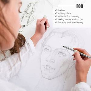 Nouveau crayon métallique personnalisable avec logo, effaçable, éternel, durable, pointe d'écriture sans encre, en aluminium - Product Image 3