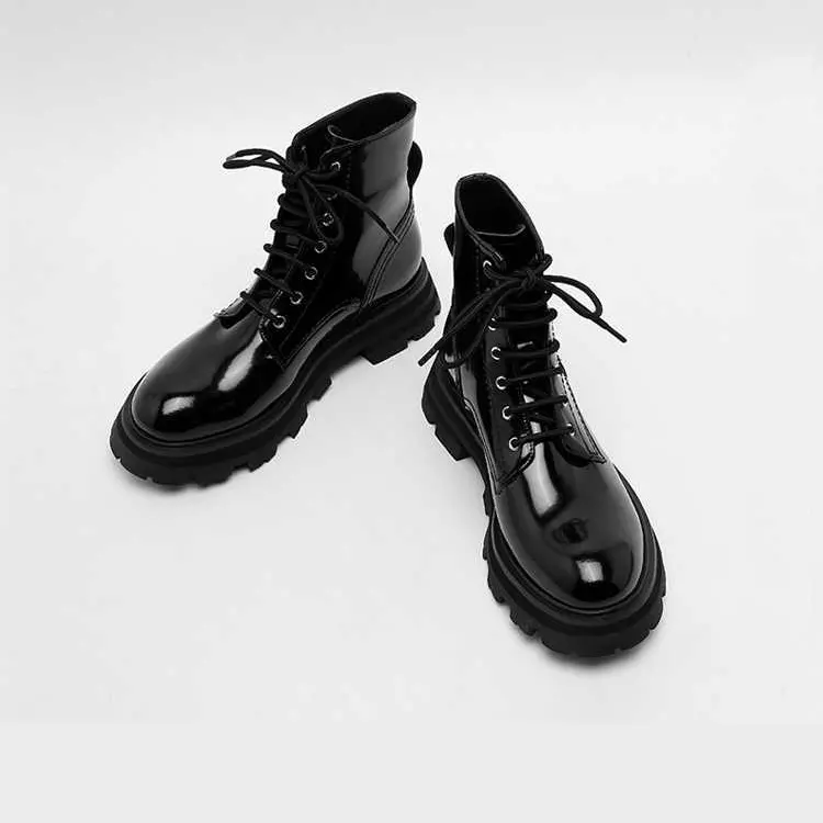 Custom OEM Upper Rubber fashion Casual Warm Work Black High Heel Top Ankle Platform Women's Mens Martins Genuine Leather Boots
