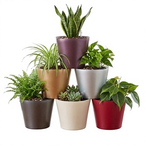 Pot de fleurs auto-arrosant en plastique OEM, grande capacité, réservoir avec indicateur de niveau d'eau, finition mate, décoratif pour intérieur - Product Image 1