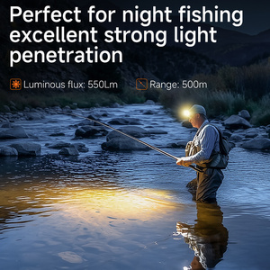 Độ sáng cao có thể sạc lại <span class=keywords><strong>Led</strong></span> Đèn Pha với ánh sáng màu vàng cảm biến chuyển động Zoomable Focus 90 ° Điều chỉnh Torch cho cá - Product Image 3