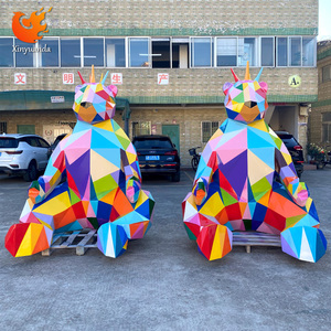 Tùy Chỉnh Trong Nhà FRP Sợi Thủy Tinh Gấu Điêu Khắc Hình Học Phim Hoạt Hình Động Vật Cửa Đầu Sàn Đấm Trong Đồ Trang Trí Cho Nhựa Thủ Công Mỹ Nghệ - Product Image 2