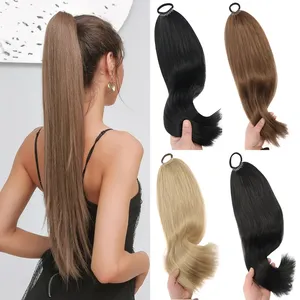 Synthetic 18inch/20inch/22inch/24inch/26inch/28inch/32inch long straight wig ponytail, <b>headband</b> ponytail, <b>elastic</b> rope ponytail - Product Image 1