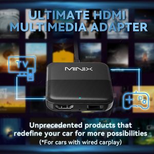 MINIX Car <span class=keywords><strong>TV</strong></span> Mate Adaptor Multimedia HD CarPlay Berkabel dengan Wi-Fi 2.4GHz 802.11n USB Tipe A/C Model CA361 untuk Laptop Gaming - Product Image 4
