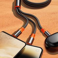 Kabel Data pengisi daya USB mikro tipe-c 5A, kabel pengisian daya Cepat 1.2M 66W 100W 3 in 1 untuk ponsel