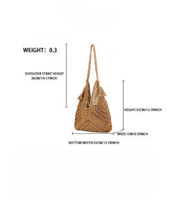 <span class=keywords><strong>Borsa</strong></span> tote vintage da <span class=keywords><strong>donna</strong></span> in stile bohémien all'<span class=keywords><strong>uncinetto</strong></span> con chiusura a cordino e fodera in poliestere, accessorio alla moda per vacanze al mare. - Product Image 5
