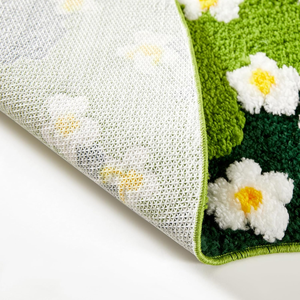 Cute Green Floral <strong>Bath</strong> <strong>Mat</strong> Non Slip Washable Modern Chic Boho Aesthetic Trendy <strong>Funky</strong> Microfiber Shaggy Tufted Grass Rugs - Product Image 3