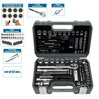 GTYPRO Taiwan Quality 52pcs Multi-Tooth Inch TORX Gear Lock Ratchet Set Profile XZN E Profile Socket Set Metric 1/4 3/8 Nut Bit